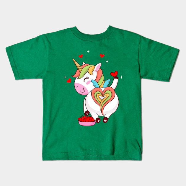 Unicorn Heart Kids T-Shirt by Mako Design 